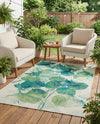 Seaside Blooms Collection Area Rug -  Flora Rectangle Blue Green  lifestyle 15