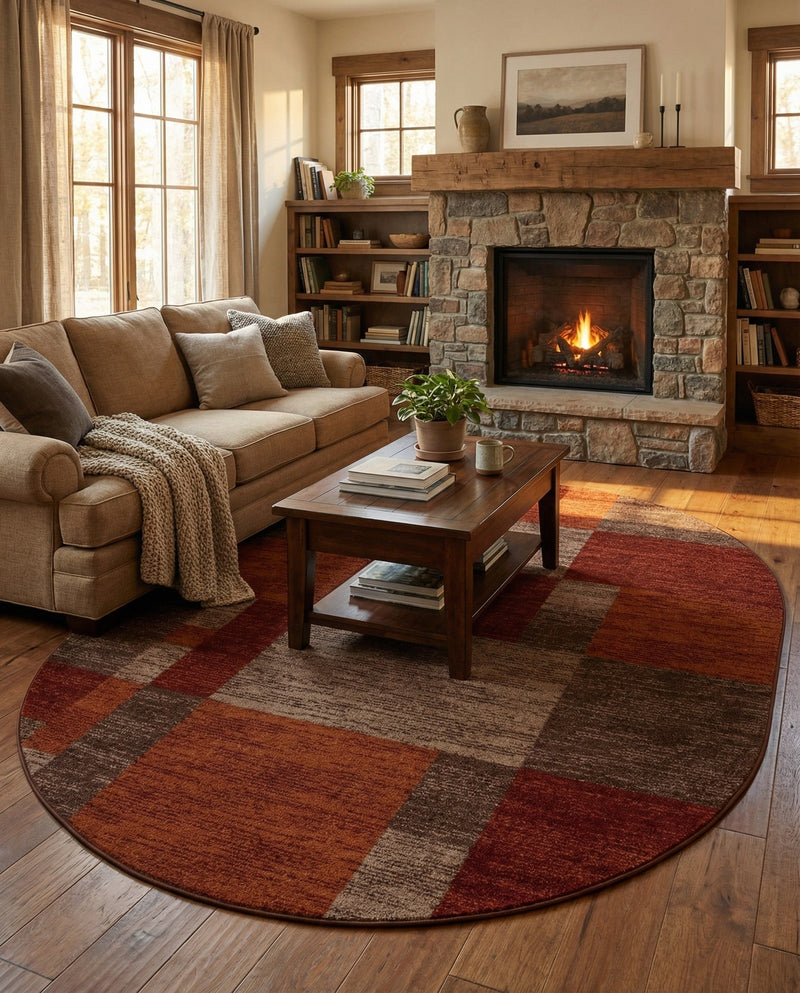 Autumn Meadow Collection Area Rug -  Sycamoreside (Multi) Oval Multi  lifestyle 46