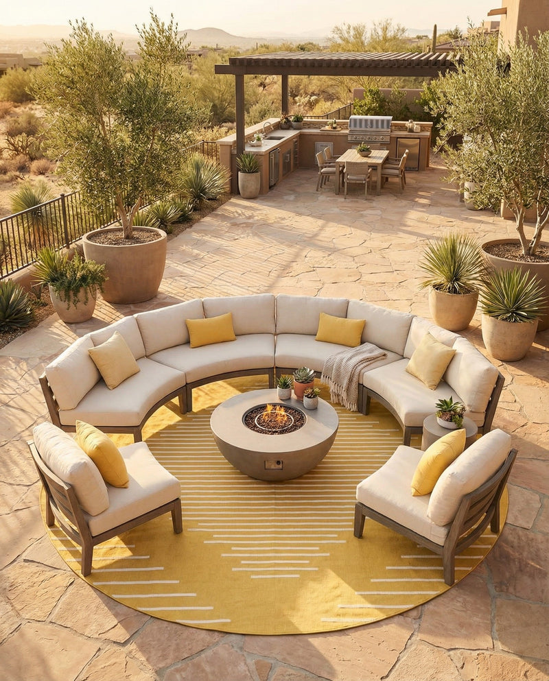 Urban Terrace Collection Area Rug -  Chelsea (Yellow) Round Yellow  lifestyle 28