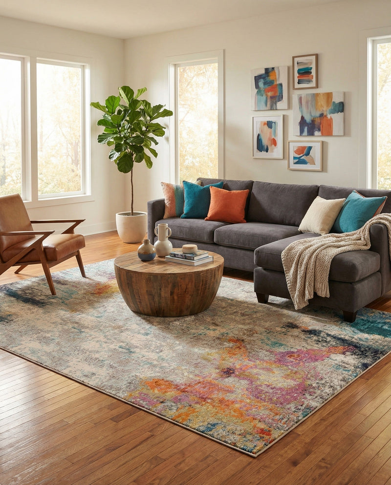 Chromatic Oasis Collection Area Rug -  Azure Rectangle Beige  lifestyle 31