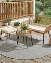 Jill Zarin Sedona Oasis Outdoor Collection Area Rug - Coconino (Silver Stars) Round Silver Stars  lifestyle 51