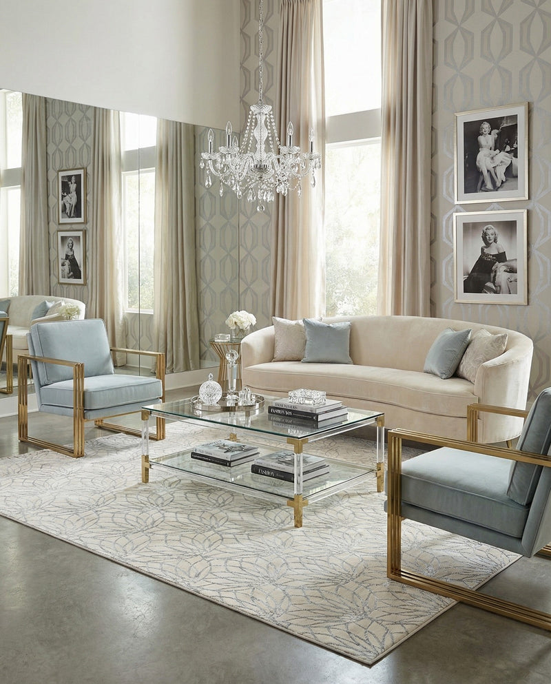Hollywood Luxe Collection Area Rug -  Rodeo Rectangle White Silver  lifestyle 15