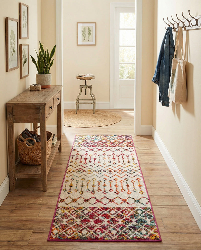Mediterranean Lattice Collection Area Rug -  Casablanca (Ivory Multi) Runner Ivory Multi  lifestyle 80