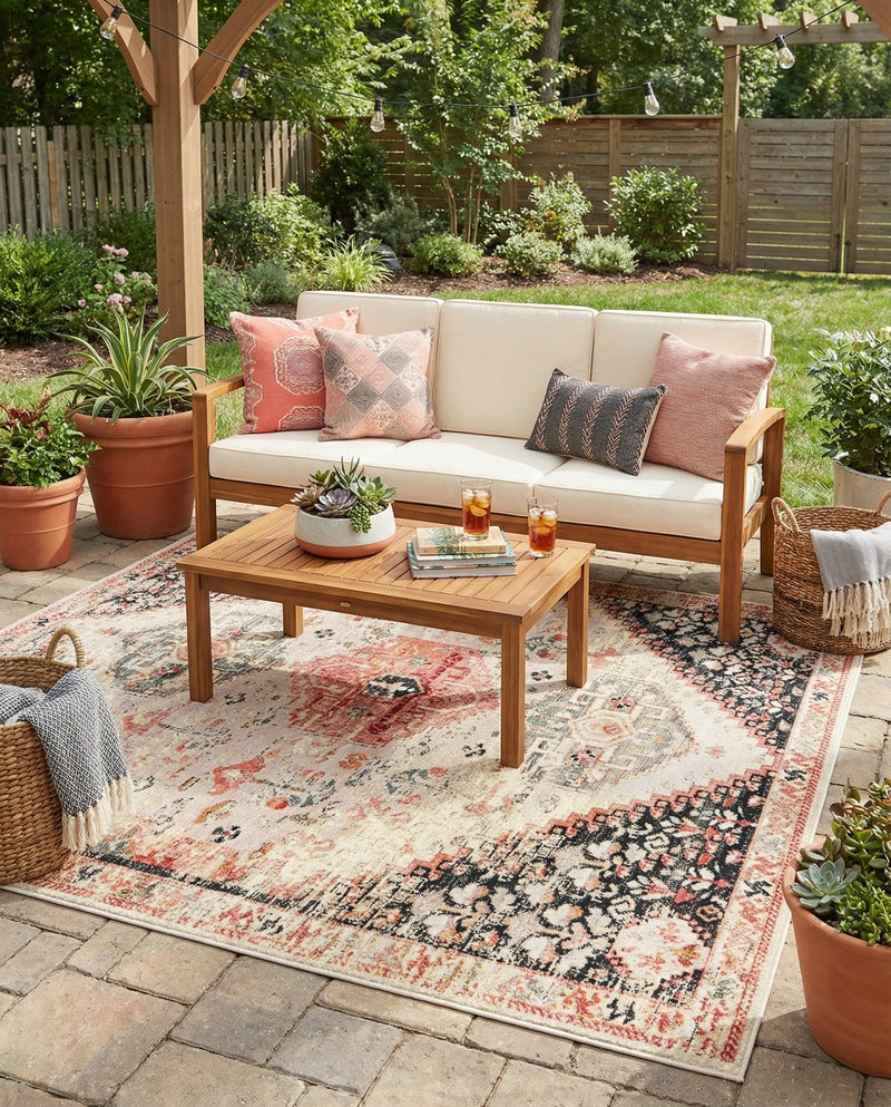 Patio Heritage Collection Area Rug -  Meadow Rectangle Multi  lifestyle 27