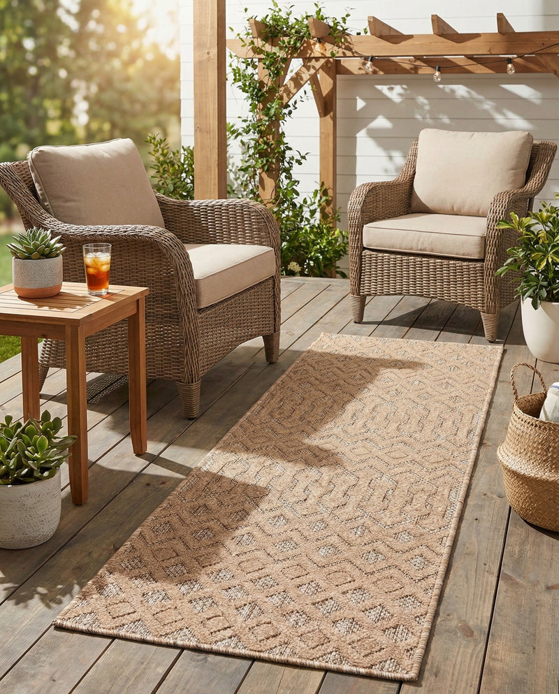 Garden Lattice Charm Collection Area Rug -  Pergola (Beige) Runner Beige  lifestyle 51