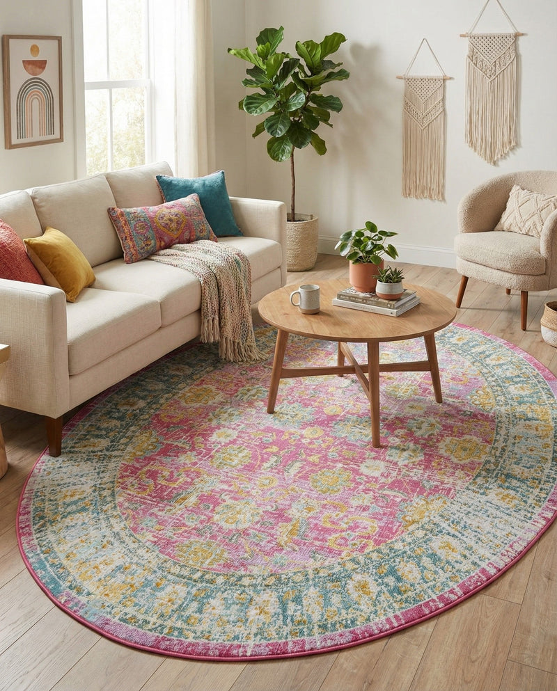Arcadia Rugs Collection Area Rug -  Shangri-La Oval Pink  lifestyle 76