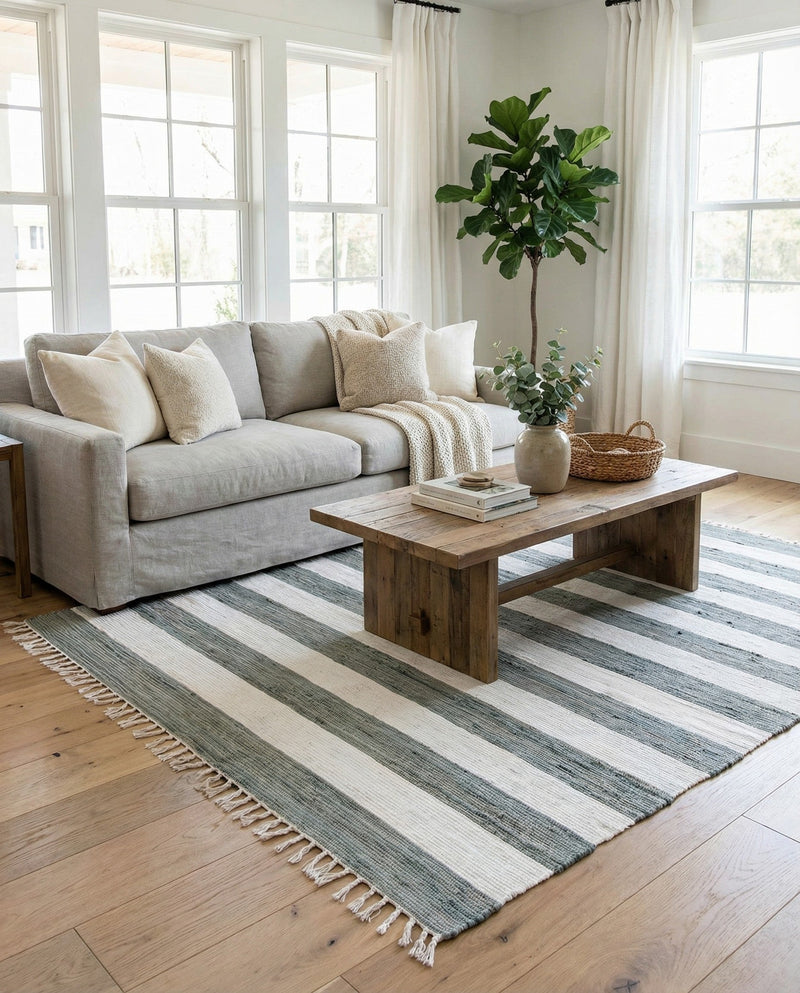 Tassel Trail Collection Area Rug - Pathway (Gray) Rectangle Gray  lifestyle 16