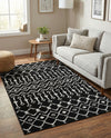 Marrakech Lattice Collection Area Rug - Medina (Black) Rectangle Black  lifestyle 19