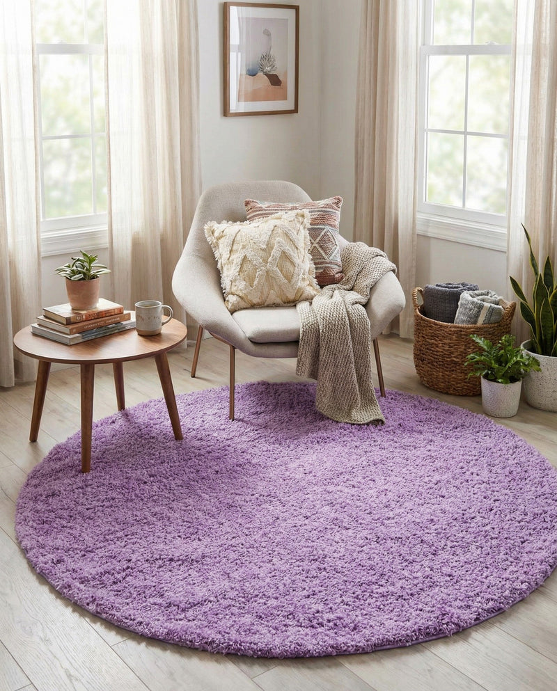 Plush Oasis Collection Area Rug - Serenity (Lilac) Round Lilac  lifestyle 47