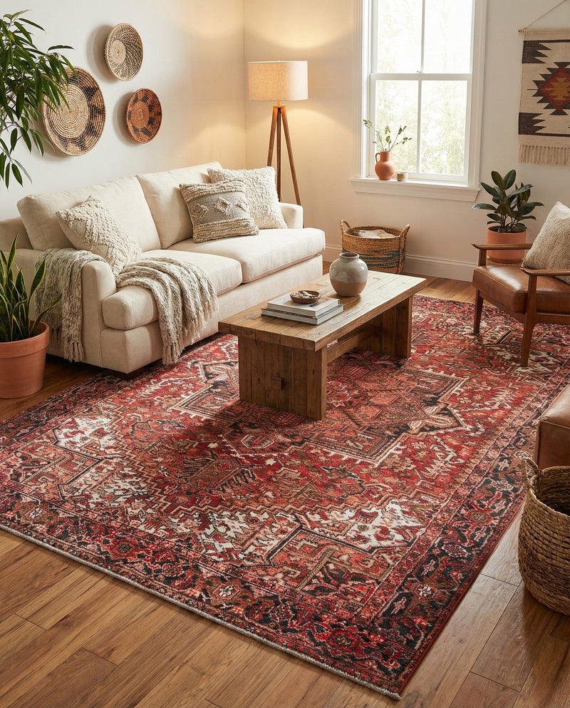Bazaar Chic Collection Area Rug -  Essaouira Rectangle Rust Red  lifestyle 17