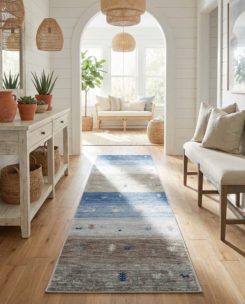 Zagros Shades Collection Area Rug -  Sisakht Runner Blue Gray  lifestyle 45