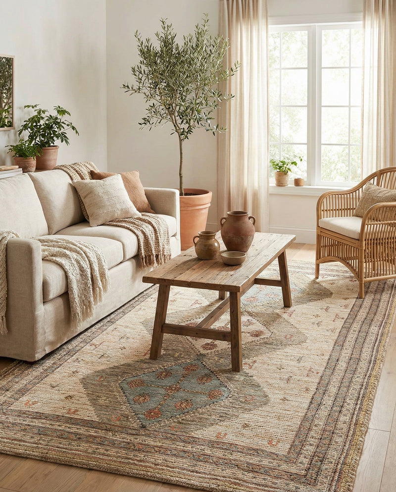 Savannah Threads Collection Area Rug -  Pampas Rectangle Beige  lifestyle 12
