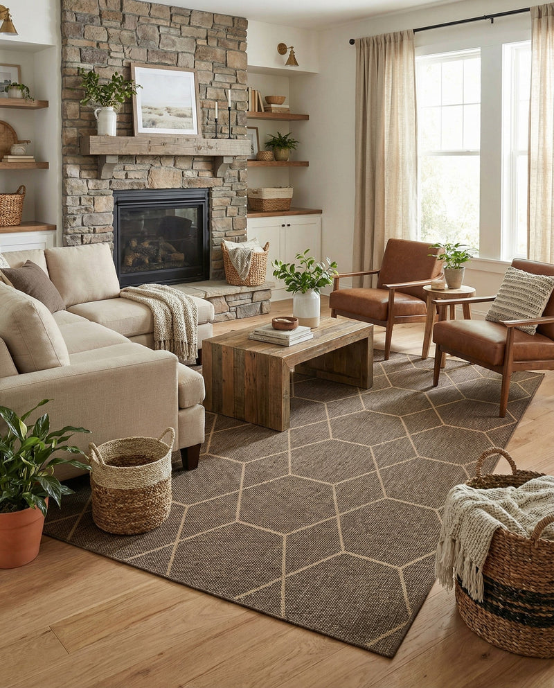 Sahara Sands Collection Area Rug -  Faiyum Rectangle Brown  lifestyle 15