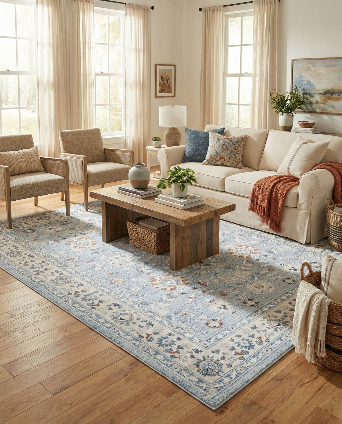 Savannah Elegance Collection Area Rug - Augusta (Aqua Blue) Rectangle Aqua Blue  lifestyle 14