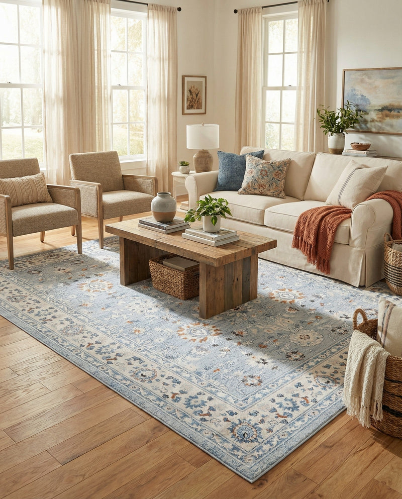 Savannah Elegance Collection Area Rug - Augusta (Aqua Blue) Rectangle Aqua Blue  lifestyle 14