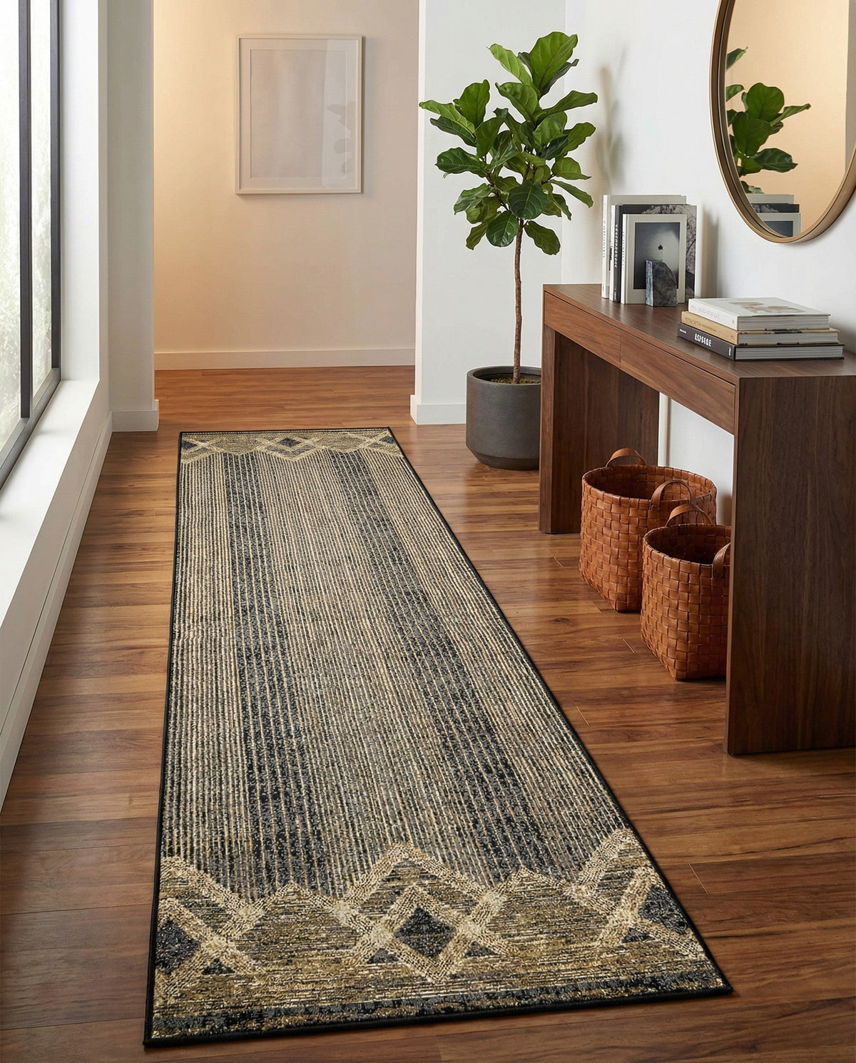 Urban Terrace Collection Area Rug -  Loft Runner Charcoal  lifestyle 83