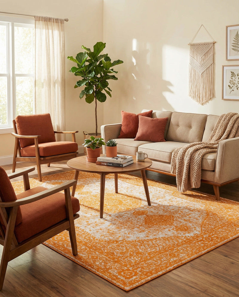 Dover Terrace Collection Area Rug - Marina (Orange) Rectangle Orange  lifestyle 18