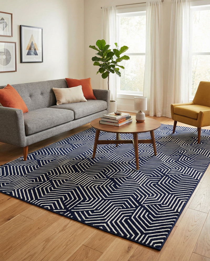Aravalli Collection Area Rug - Udaipur Rectangle Midnight Blue  lifestyle 54