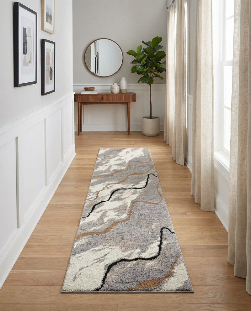 Sienna Collection Area Rug -  Tuscany Runner Gray and Ivory  lifestyle 54