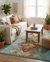 Venetian Tapestry Collection Area Rug -  SanMarco Rectangle Turquoise  lifestyle 25