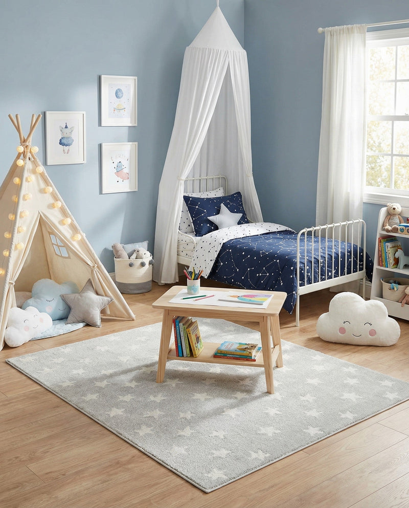 Wonder Tykes Collection Area Rug -  Mosaic Rectangle Cloud Gray  lifestyle 36