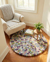 Woolen Sphere Collection Area Rug - Orbsburg (Pink and Purple) Round Pink and Purple  lifestyle 53