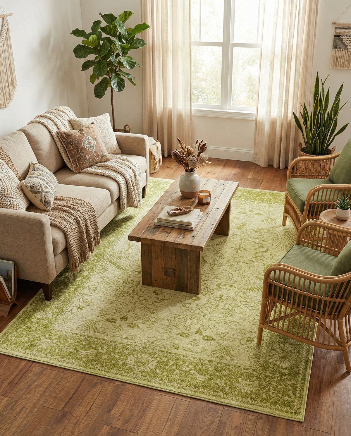 Horizon Collection Area Rug -  Apex (Light Green) Rectangle Light Green  lifestyle 24