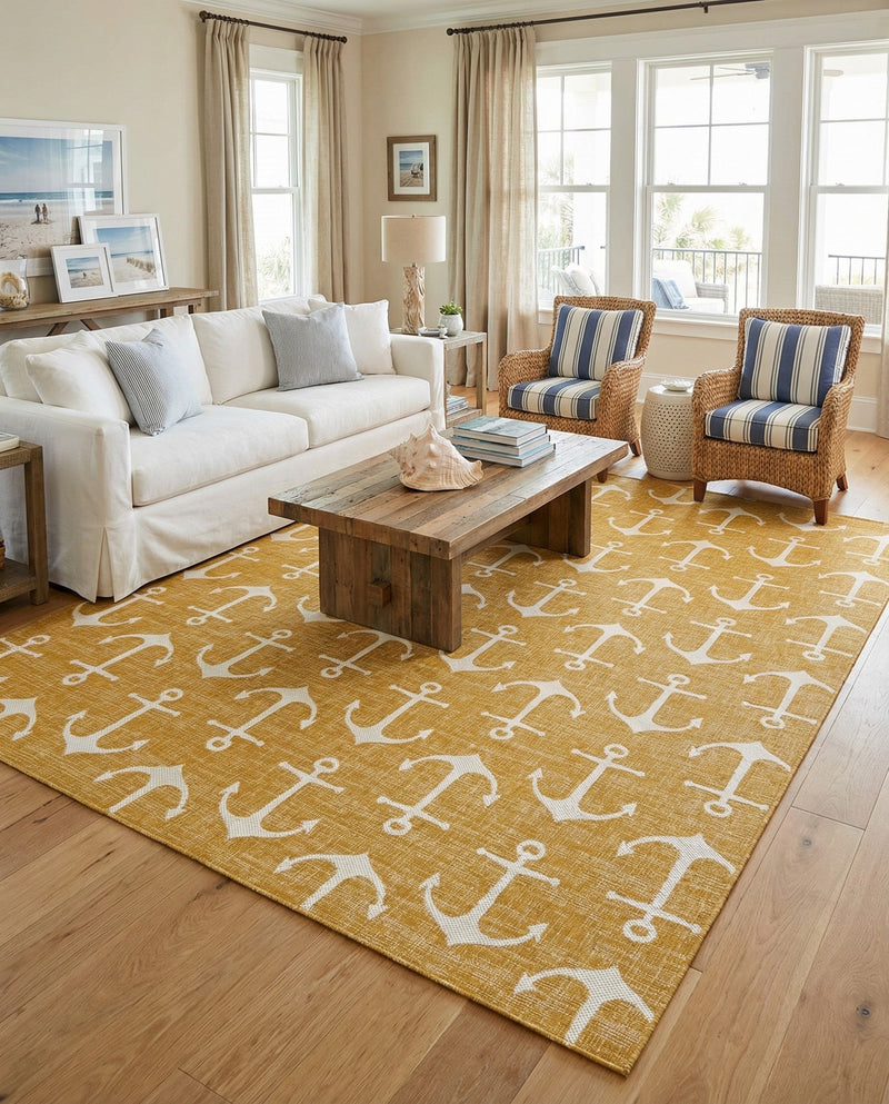 Seaside Haven Rugs Collection Area Rug - Sapphire (Yellow) Rectangle Yellow  lifestyle 24