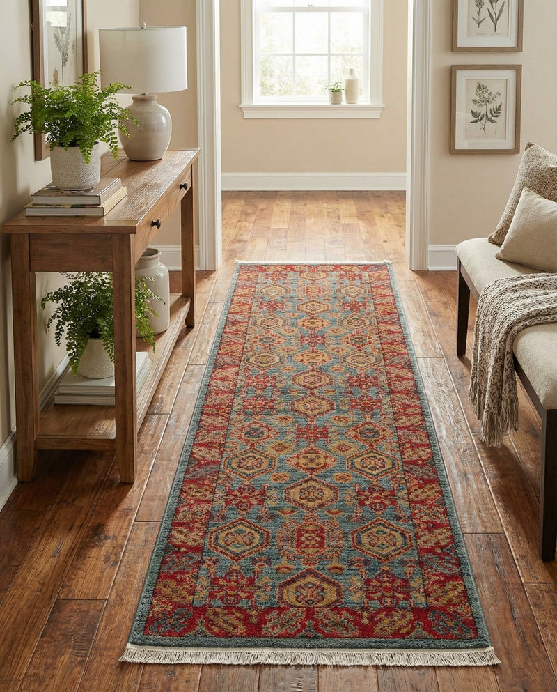 Persian Elegance Collection Area Rug -  Nain Runner Light Blue  lifestyle 44