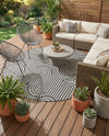 Urban Terrace Collection Area Rug -  Uptown Round Black and White  lifestyle 50