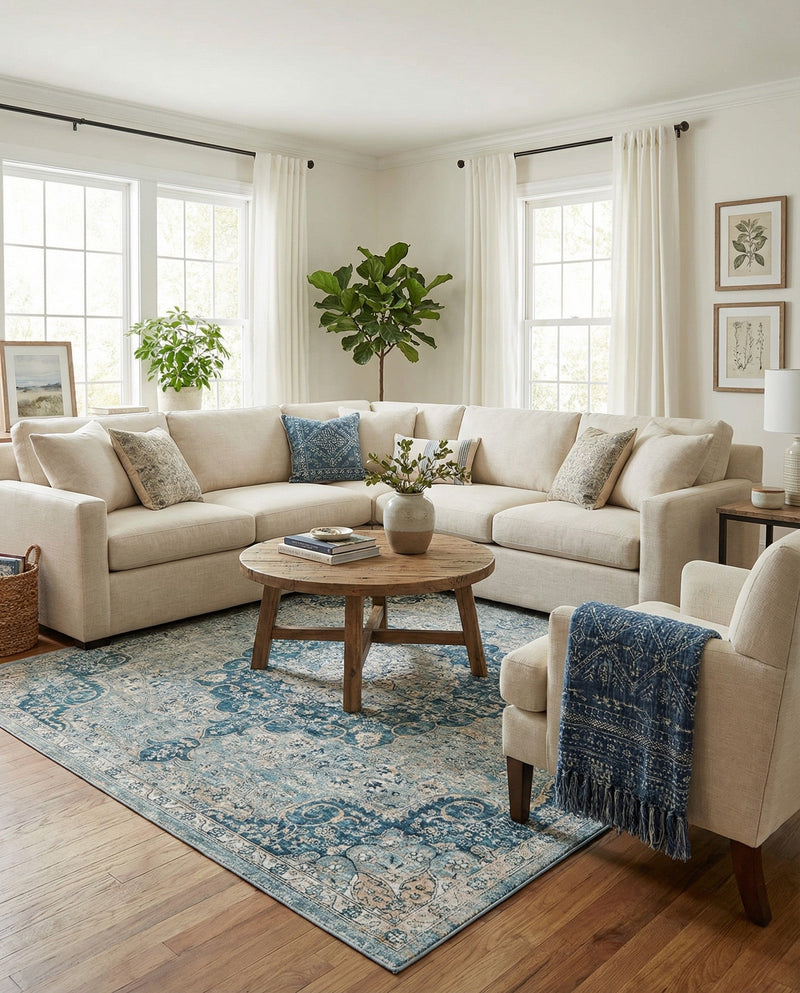 Coastal Haven Collection Area Rug - Seabreeze (Navy Blue) Square Navy Blue  lifestyle 69