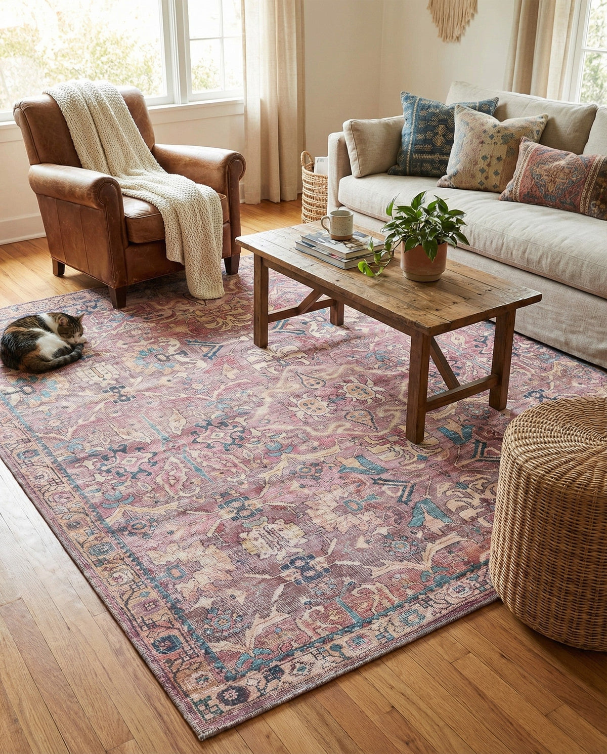 Vintage Memories Collection Area Rug -  Memories Square Pink  lifestyle 103