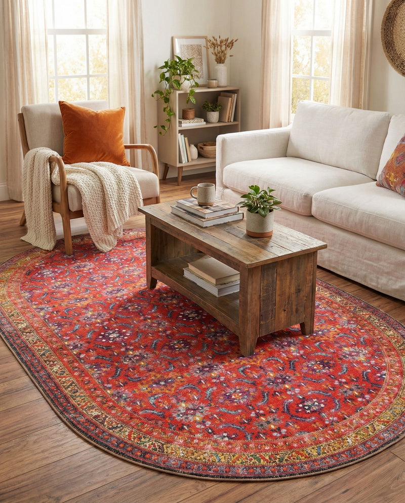Heritage Elegance Collection Area Rug -  Fontainebleau Oval Red  lifestyle 44
