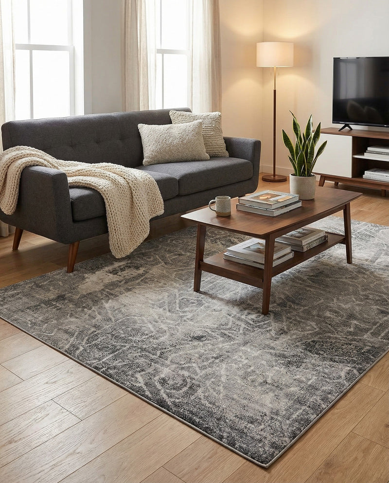Riviera Elegance Collection Area Rug -  Grasse Rectangle Dark Gray  lifestyle 20
