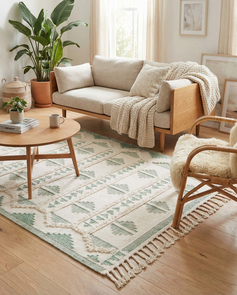 Sonoran Collection Area Rug - BellRock Rectangle Aquamarine and White  lifestyle 21
