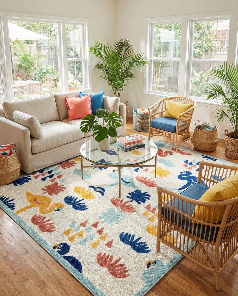 Caribbean Terrace Collection Area Rug -  StLucia Rectangle White  lifestyle 17