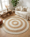 Woven Seaside Jute Collection Area Rug - Nautilus Round White Natural  lifestyle 27