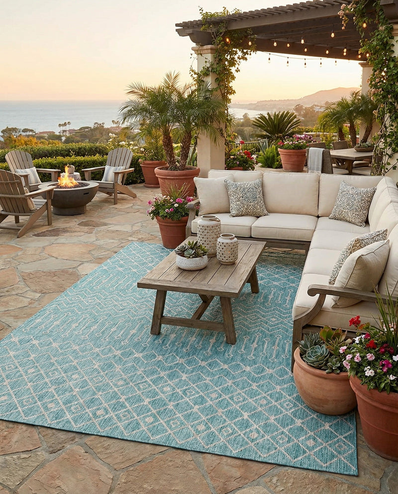 Savannah Pergola Collection Area Rug -  Pergola (Aqua) Rectangle Aqua  lifestyle 5