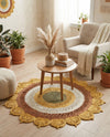 Woven Seaside Jute Collection Area Rug - Coastalhaven (Sunflower Yellow) Round Sunflower Yellow  lifestyle 13