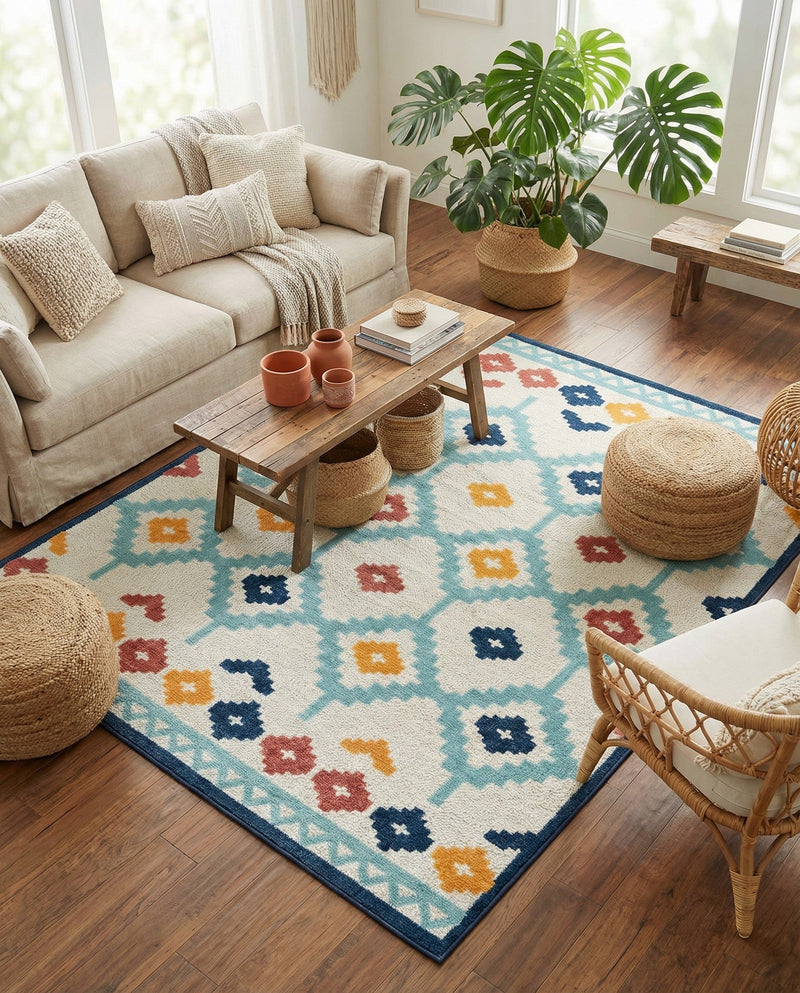 Caribbean Terrace Collection Area Rug -  Tobago Rectangle Ivory  lifestyle 36