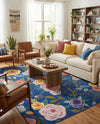 Meadow Breeze Collection Area Rug -  Petal Rectangle Blue  lifestyle 45