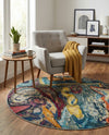 Autumnal Tapestry Collection Area Rug - Harvestville Round Multi  lifestyle 55