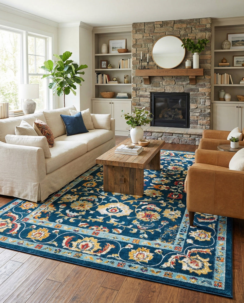 Adriana Terrace Collection Area Rug -  Positano (Navy Blue) Rectangle Navy Blue  lifestyle 9