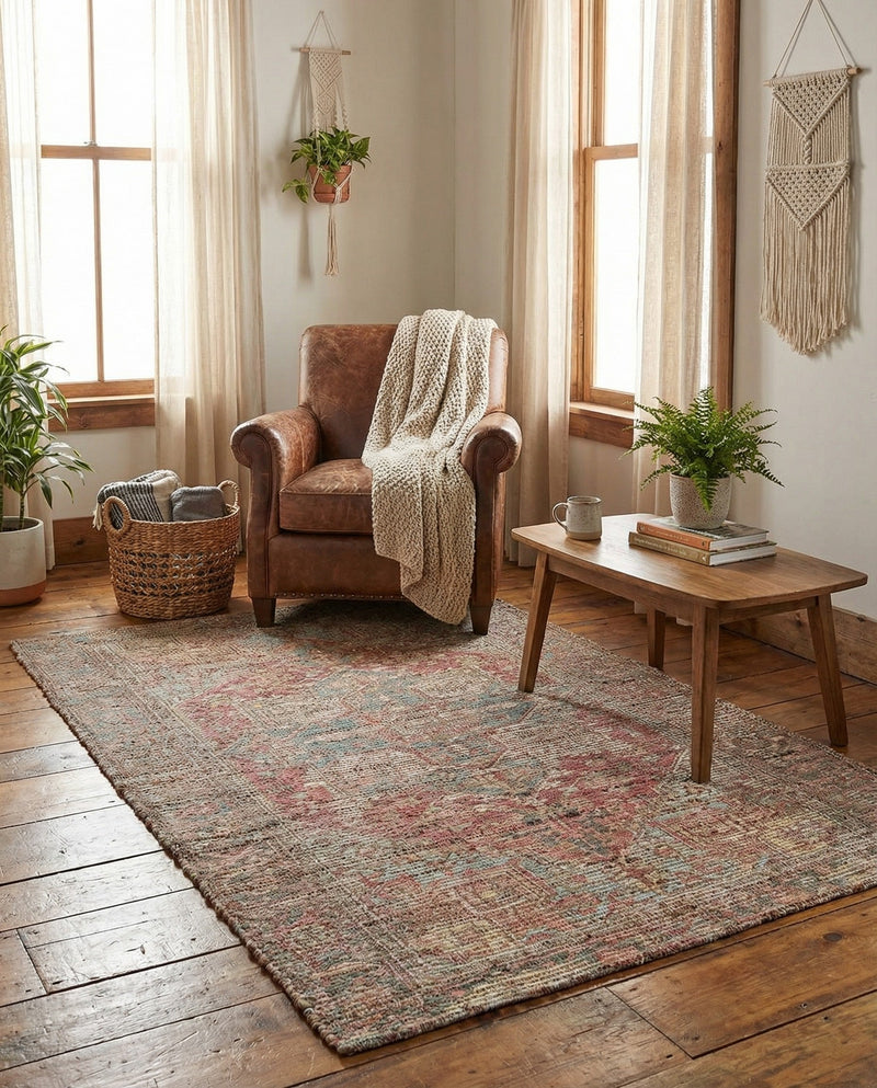 Savannah Threads Collection Area Rug -  Karoo Rectangle Antique Red and Blue  lifestyle 14