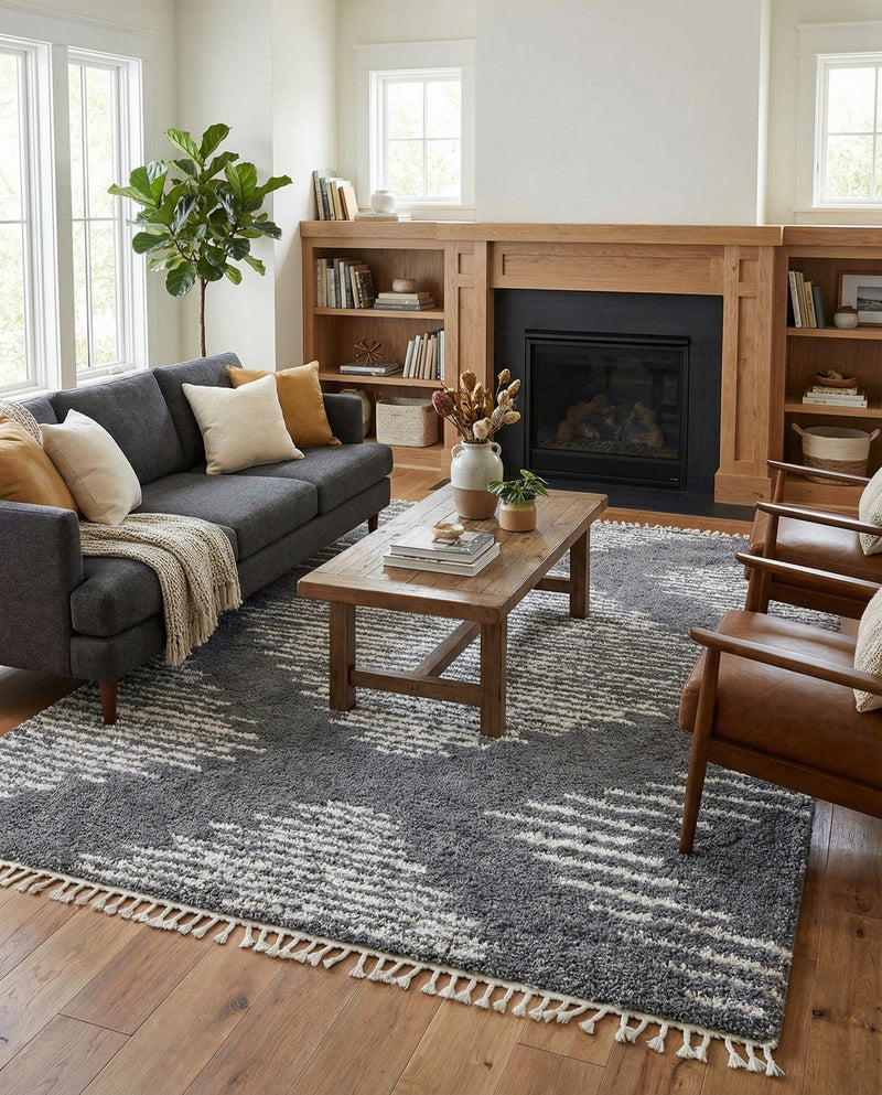 Tranquil Tides Shag Collection Area Rug -  Azure Rectangle Gray  lifestyle 24