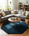 Plush Oasis Collection Area Rug - Serenity (Sapphire Blue) Octagon Sapphire Blue  lifestyle 39
