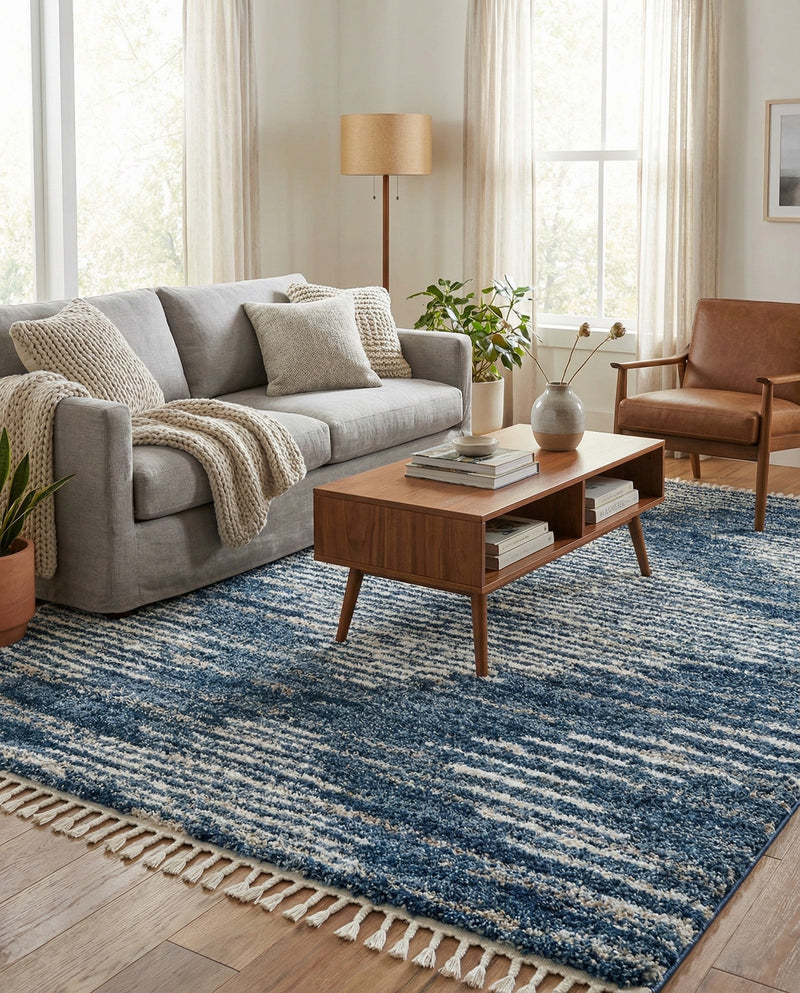 Tranquil Tides Shag Collection Area Rug -  Azure Rectangle Blue  lifestyle 25