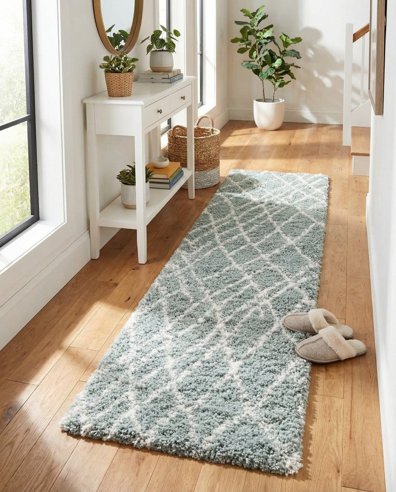 Cozy Haven Shag Collection Area Rug - Serenity (Sage Green) Runner Sage Green  lifestyle 27