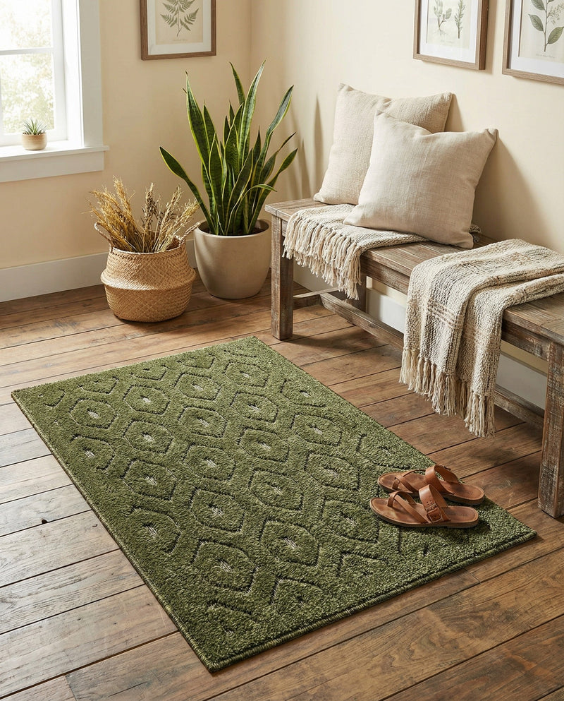 Garden Lattice Charm Collection Area Rug - Arbor (Green) Rectangle Green  lifestyle 7