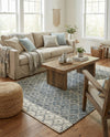 Tulum Trellis Collection Area Rug - Shoreline Rectangle Gray  lifestyle 12